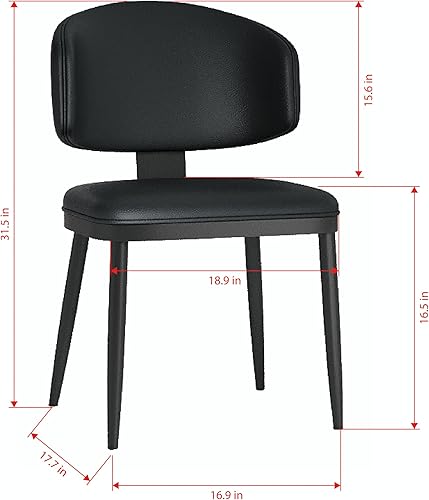 Miniatura 3 de Set of 2 Modern Dining Chairs with Solid Wood Legs, Comfortable Table & Chair Sets for Kitchen Dining Room, Desk Chair Seating Solution,Black