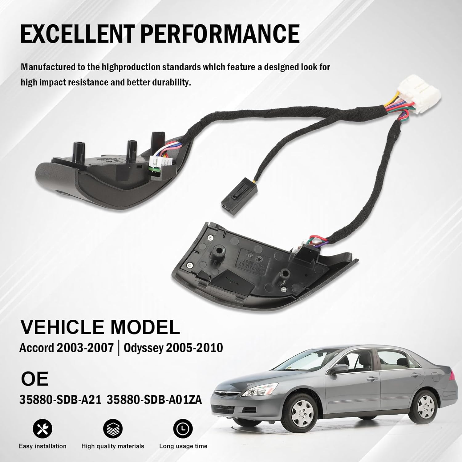 35880-SDB-A21 Steering Wheel Mounted Volume Cruise Control Switch Button Compatible with Accord EX MK7 2003-2007 Odyssey EX EX-L 2005-2010 35880-SDB-A01ZA