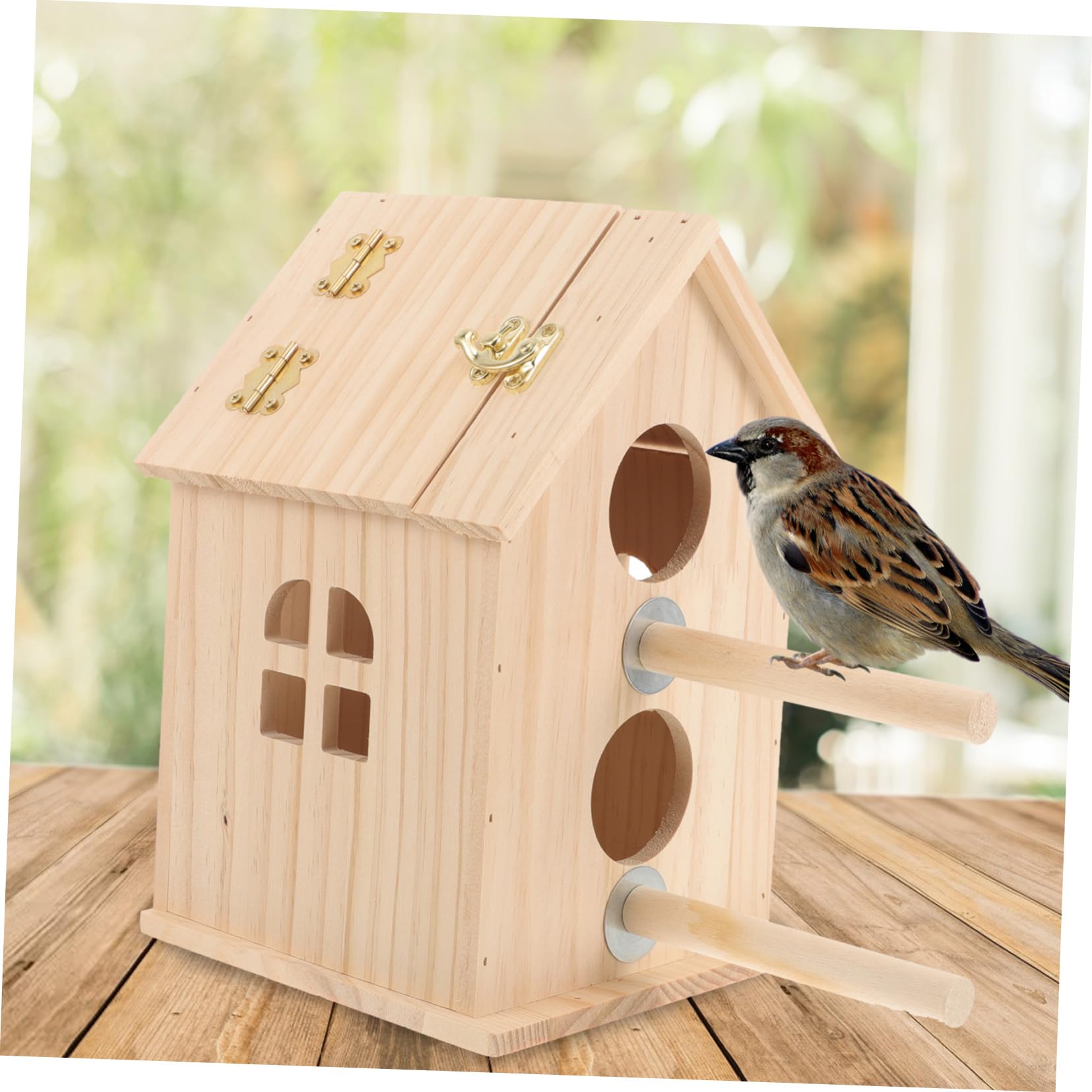 DOITOOL Caja terrario de Aves criadero de Madera Nido de pájaro de Madera Juguetes de Aves para periquitos munia casa de pájaros Suministros para Aves cabaña de Madera g5 Loro