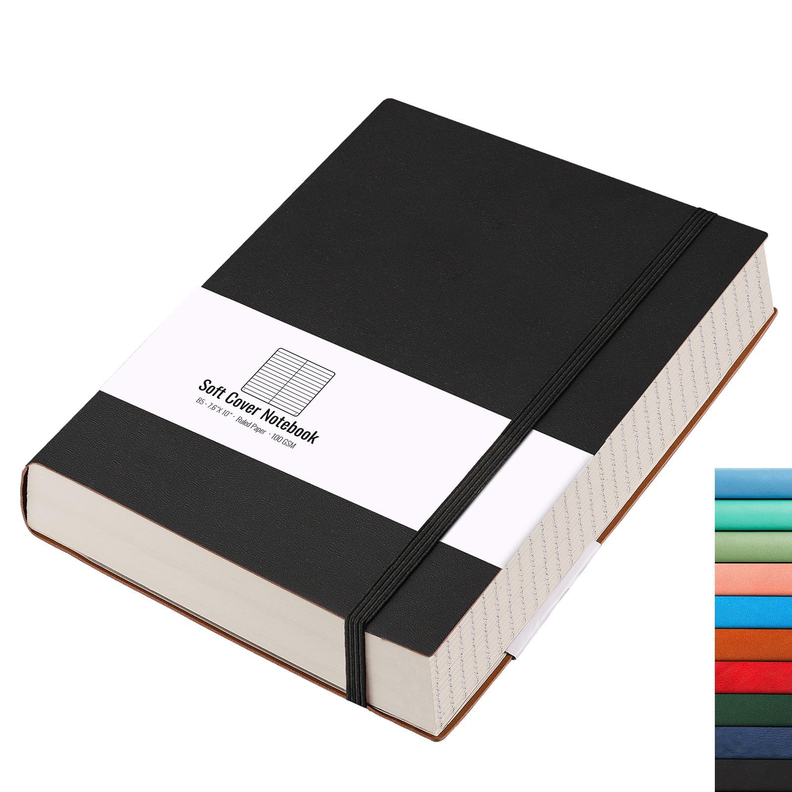 AHGXG Notatnik w linie, 320 stron, gruby dziennik do pisania, bardzo duży notatnik A4, notatnik w linie, gruby papier 100 g/m², miękka okładka, dla kobiet, mężczyzn, do pracy, szkoły, 20 x 38 cm