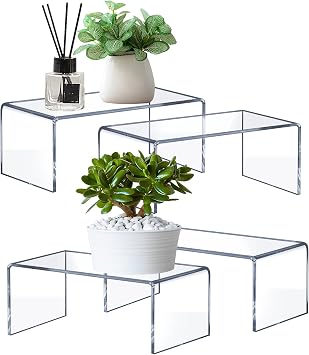 Large Acrylic Risers 4 Pcs 2 Sizes, 5mm Thick Display Stands