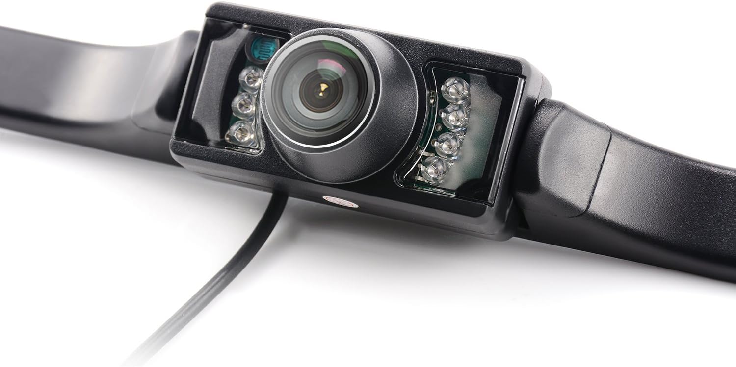 GerTong Waterproof Backup Camera for Car, HD Color Wide Angle Viewing License Plate Car Rear View Camera with 7 Infrared Night Vision LED Lights