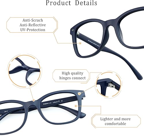 Miniatura 2 de LifeArt Lentes de bloqueo de luz azul, antifatiga ocular, para computadora, para videojuegos, televisión, para mujeres y hombres, antirreflejos