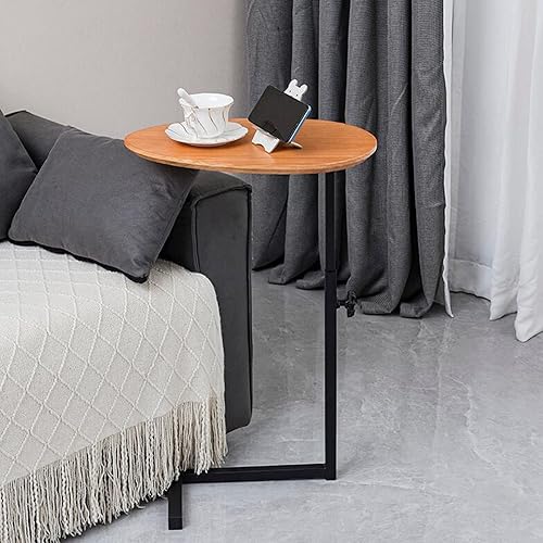 Miniatura 5 de Mesa auxiliar con altura de elevación (19.7-29.5 in), mesa auxiliar pequeña con base en T de madera maciza, ensamblaje de elevación móvil, mesa