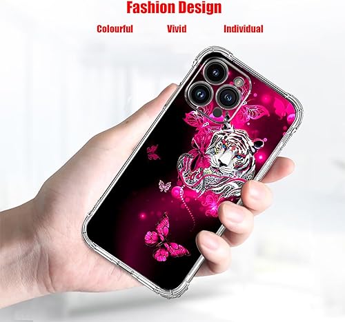 Miniatura 3 de Funda para iPhone 15 Pro Max, protección contra caídas de mariposa de tigre blanco, a prueba de golpes, funda protectora de cuerpo completo Hermosa