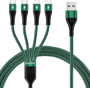 SIQIWO Multi Charger Cable, [3A 1.2M] New Braided 4 in 1 USB Fast ...
