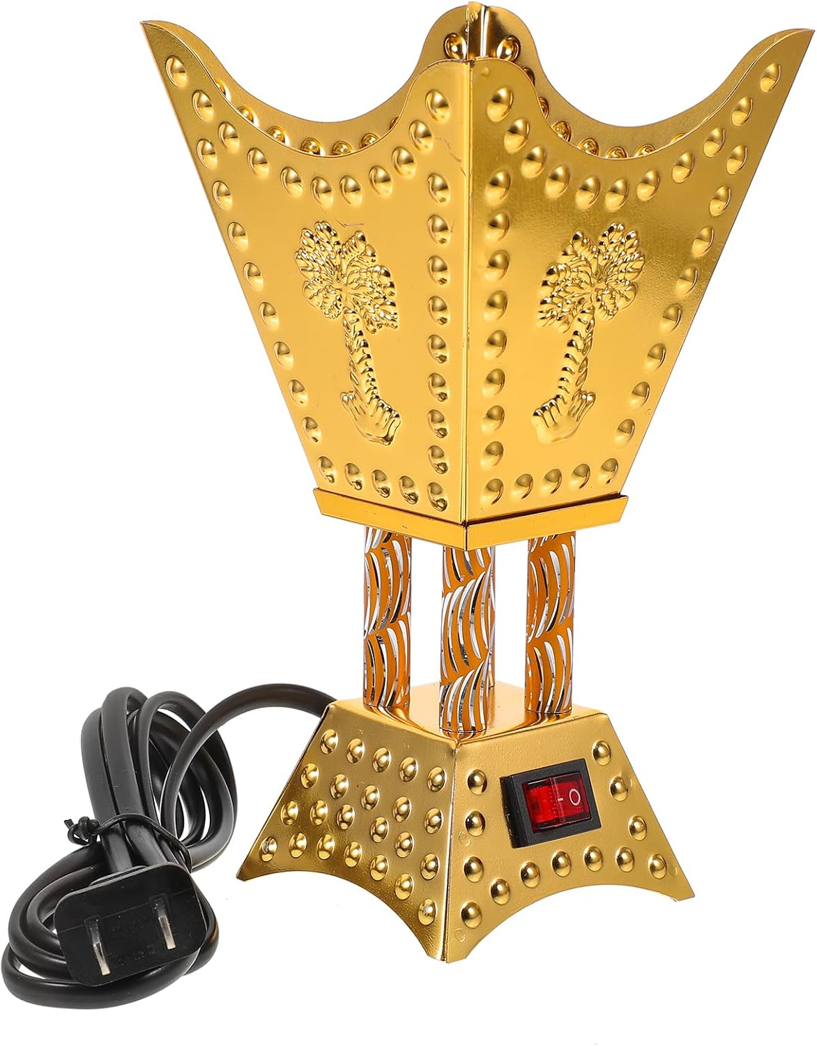 Alipis Bakhoor Electric Incense Burner Oud Frankincense Resin Burner Church Charcoal Electric Burner Arabic Incense Burner Yoga Spa Aromatherapy Burner Home Decor, Golden