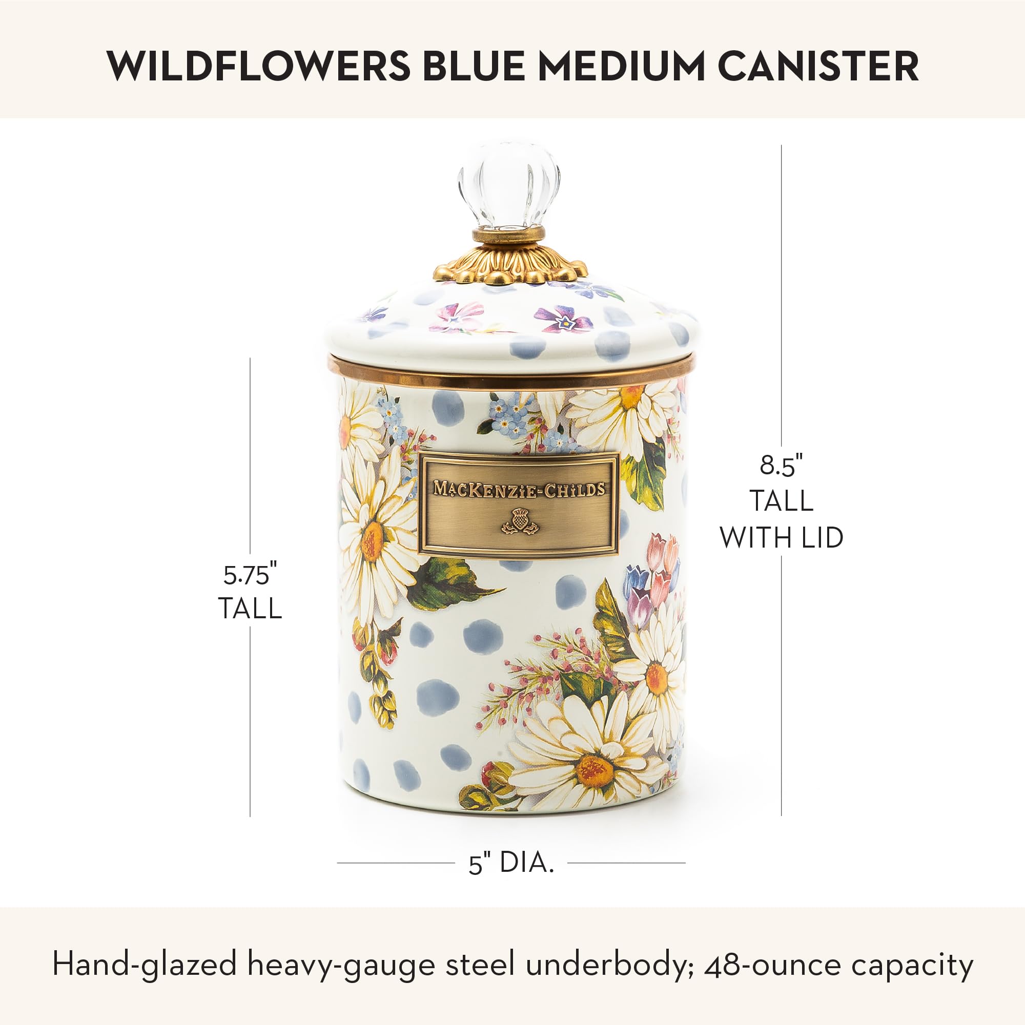 Amazon.com: MACKENZIE-CHILDS Wildflowers Enamel Canister, Floral
