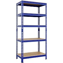 Yaheetech Scaffale, Scaffalatura Garage in Metallo a 5 Ripiani Regolabili da Magazzino Carico Massimo per Ripiano 150 KG 150 x 70 x 30 cm, Blu