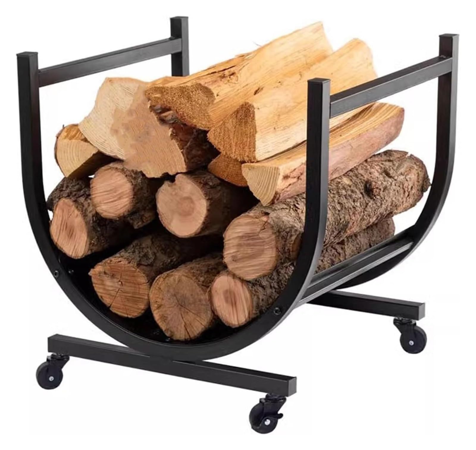 Portalegna，Rastrelliera per Legna da Ardere, Portalegna mobili, portalegna Portatile for Camino, Moderno portalegna in Metallo Curvo, Arredamento for Interni