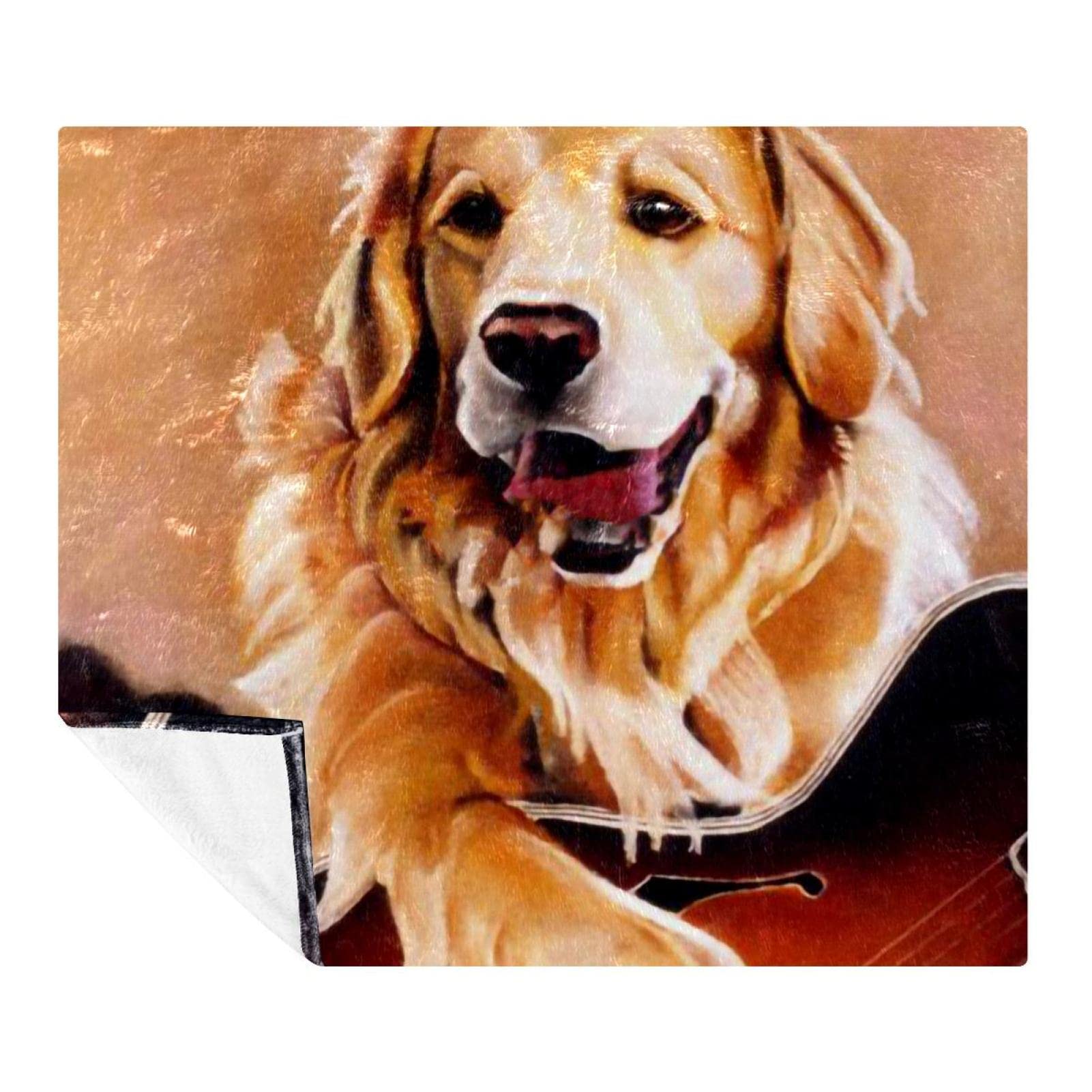 Couvertures chaudes et douces au salon avec le plaid Golden Retriever