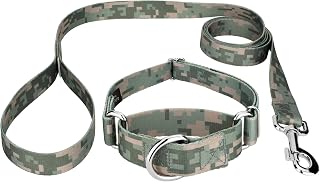 Country Brook Petz - Digital Camo Martingale Dog Collar and Leash - Military and Camo Collection with 16 Rugged Designs (5/8 Inch, Small)