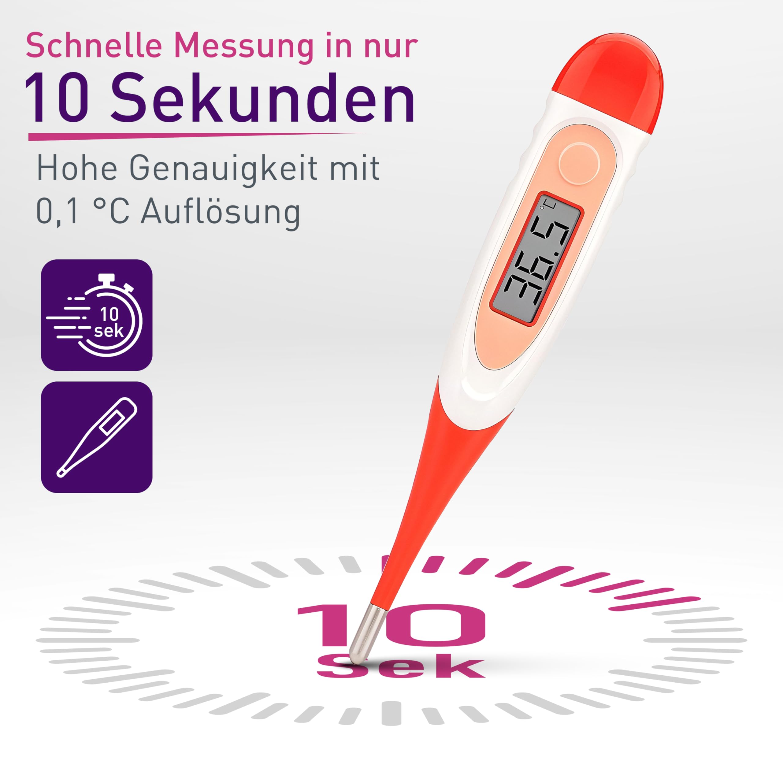 Scala Thermomètre Fièvre Médical Numérique Buccal SC 1501 Rouge Flex Speed