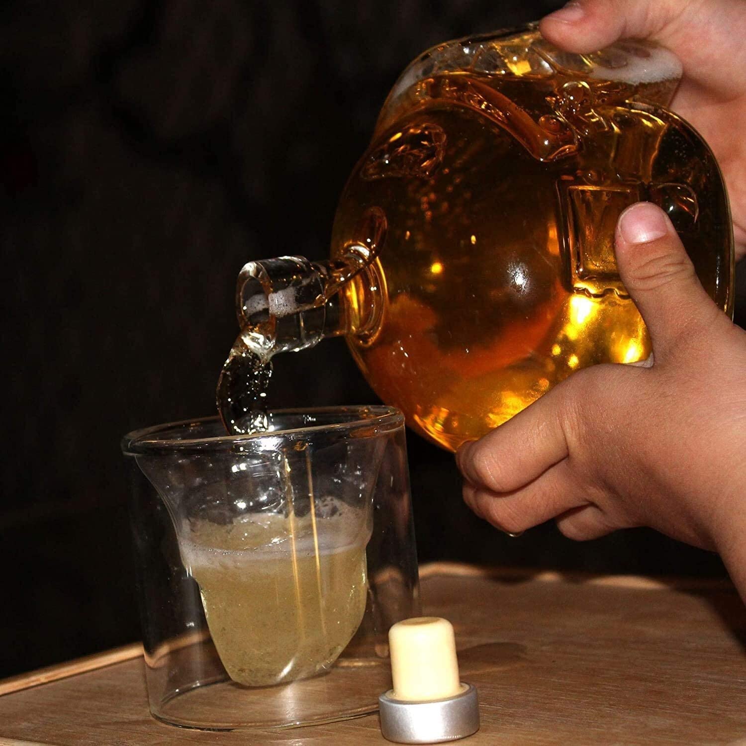 Casco Decantador de whisky cristal Dispensador licor personalizado creativo Botella vino única for hombres Novio Papá Marido Jarra,Decantador