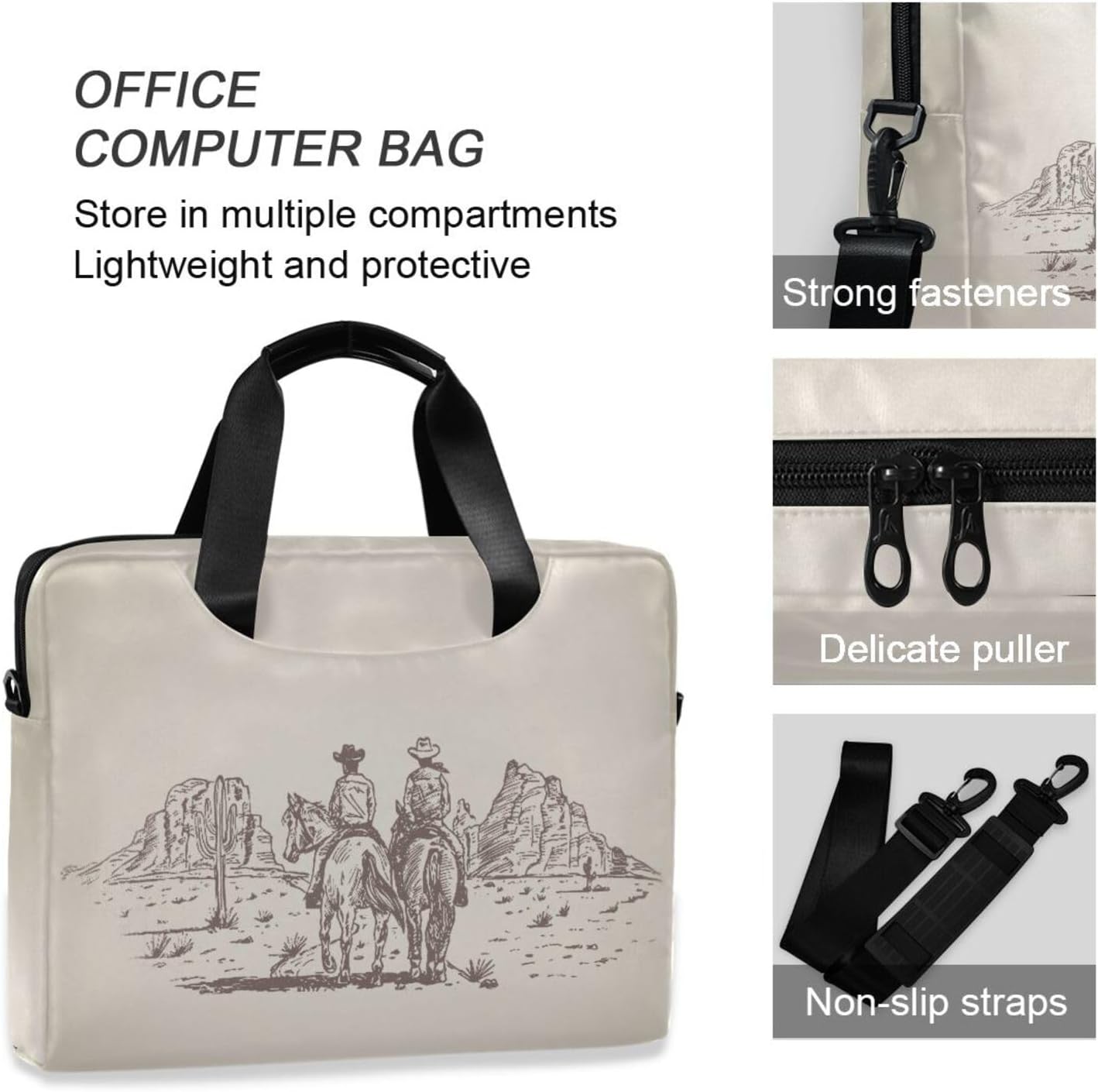 Western Desert Cowboy Laptop Case 15.6 inch Computer Bag Waterproof Laptop Briefcase Laptop Bag for Women & Men