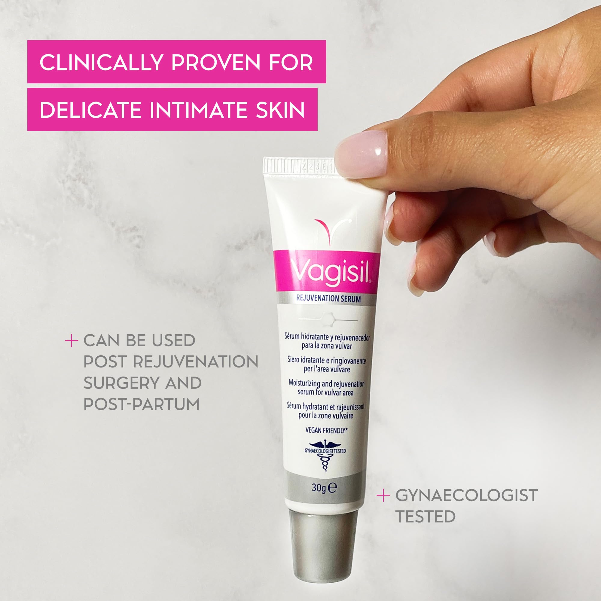 Vagisil Moisturising and Rejuvenating Serum for Vulvar Zone with Hyaluronic Acid Collagen and Elastin, 30g, Vegan Friendly - Image 4