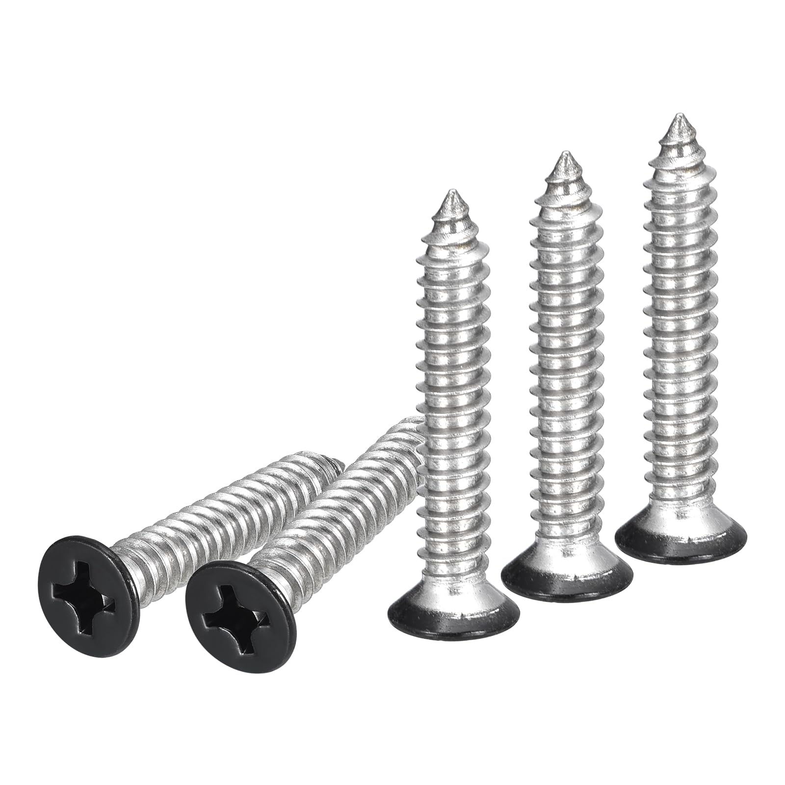 DTGN 100Pcs #14x1-1/2" Flat Head Wood Screws, 304 Stainless Steel Black Phillips Self Tapping Screws