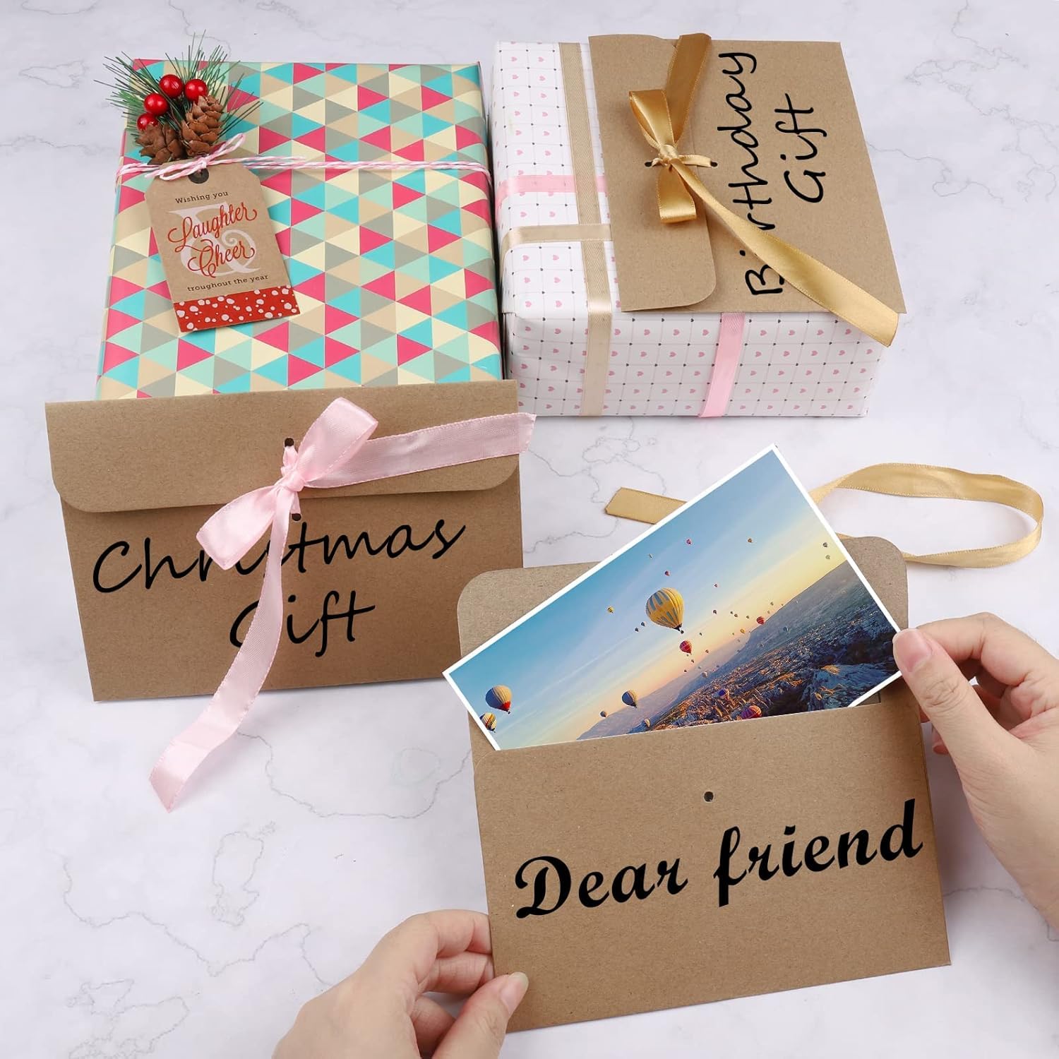 Pack De 30 Sobres De Papel Kraft Retro Con Cinta - Para Invitaciones De Boda, Cumpleaños, Tarjetas Y Regalos (17.2 X 12.5 Cm)