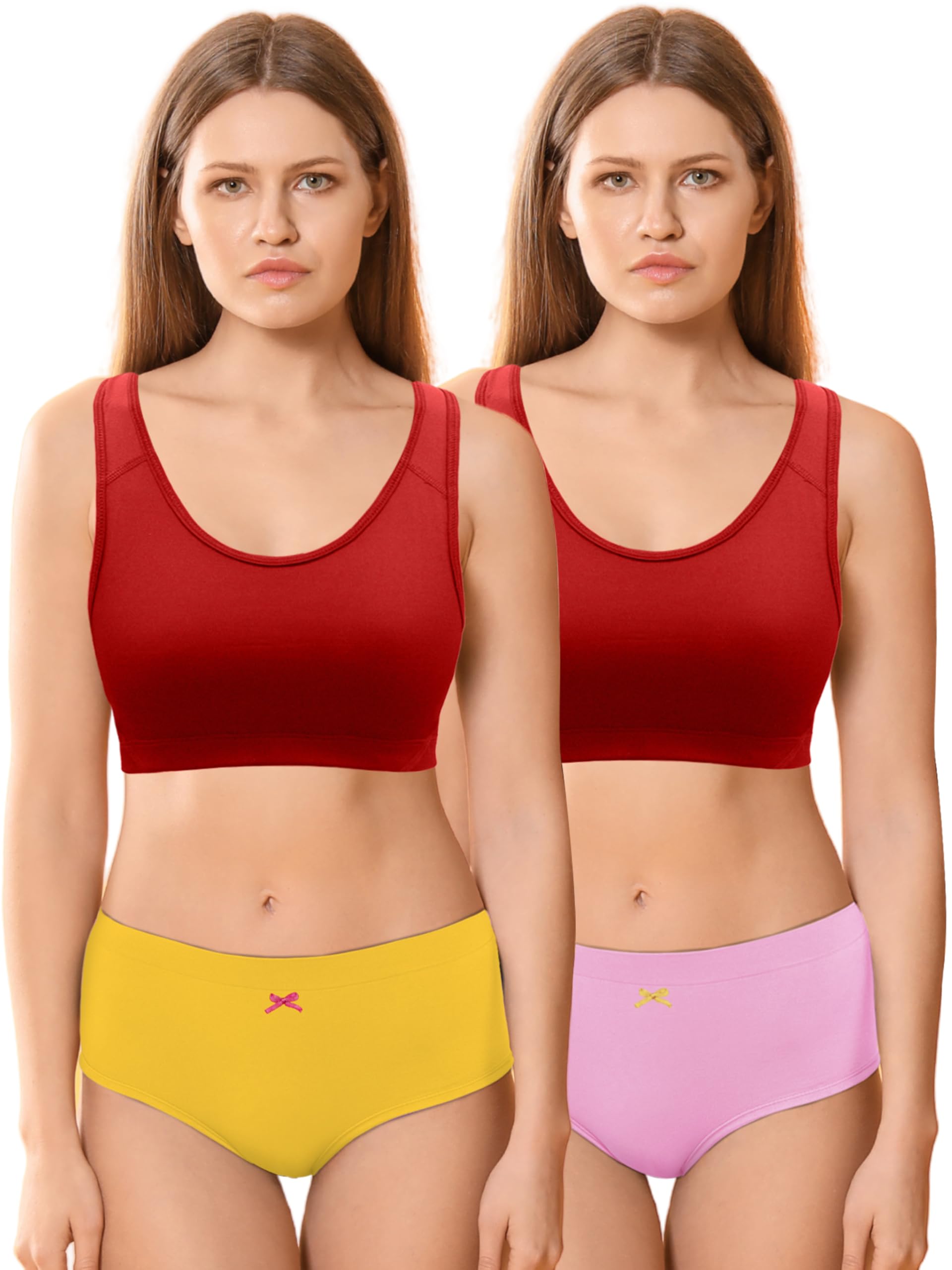 Essentials Solid Yellow & Pink Print Panties/Briefs/Hipsters for Women- 2 Pcs-image-7
