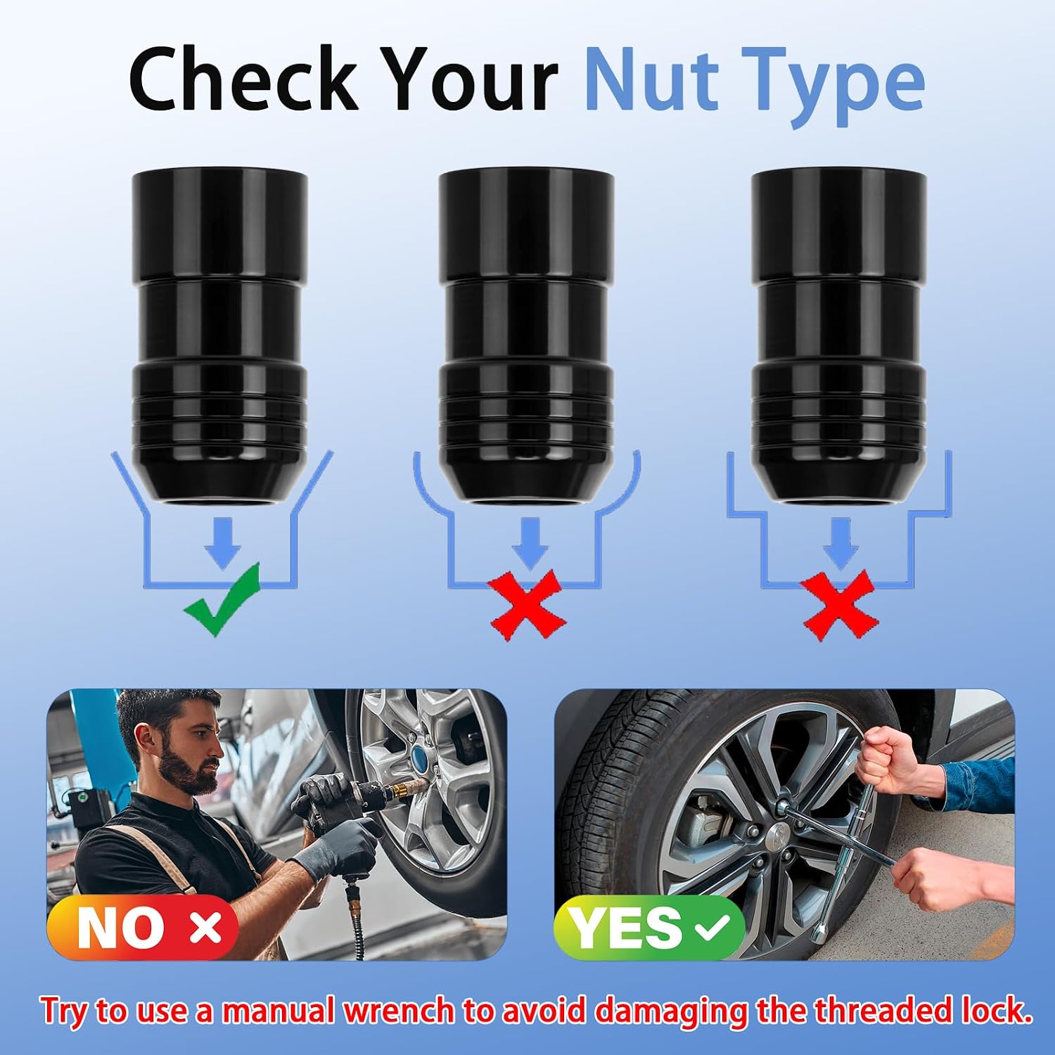24216 Wheel Locks Lug Nuts M14 x 1.50 Fit for Jeep Acura MDX Cadillac Escalade Ford Explorer Chevrolet Silverado Toyota Tundra Dodge RAM and More,13/16" Hex Black Cone Seat Wheel Locks