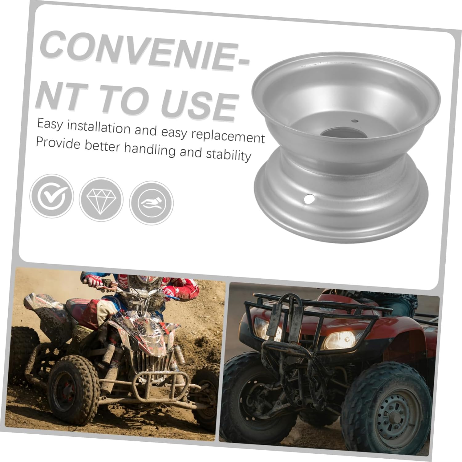 Alipis 3holes Atv Wheel Hub Rim Design for Atvs High Strength Rim for Improved Handling and Stability Easy Installation for Use