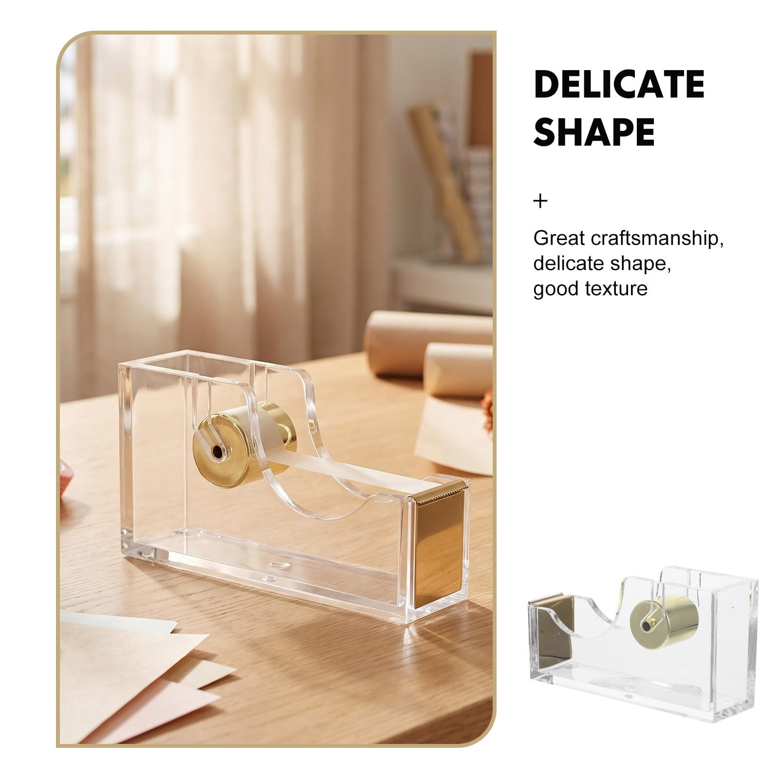 Zerodeko 2 dispenser per nastro adesivo da ufficio in acrilico trasparente,