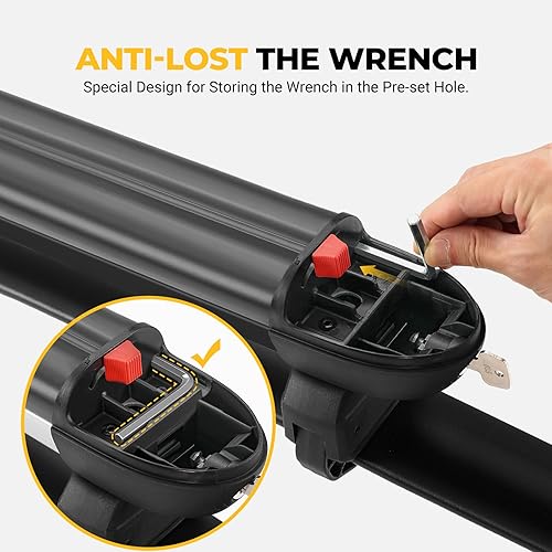 Miniatura 7 de BougeRV Bastidores de esquí y snowboard con bloqueo, extensión con función deslizante, 28 pulgadas, se adapta a 6 pares de esquís o 4 tablas de