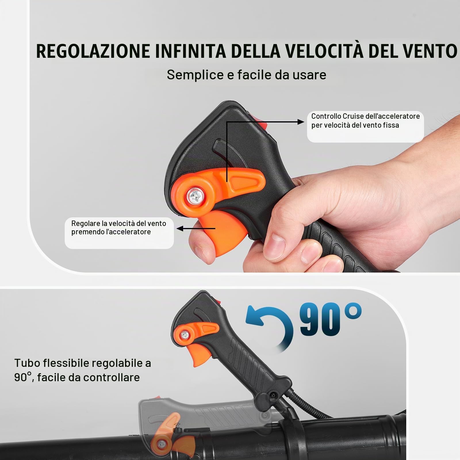 VEVOR Soffiatore per Foglie a Gas, Spazzaneve a Zaino a 2 Tempi 63CC, Serbatoio Carburante da 1,89 L, Volume d'Aria 1110 CFM per Cura del Prato, Pulizia delle Foglie, Rimozione Neve