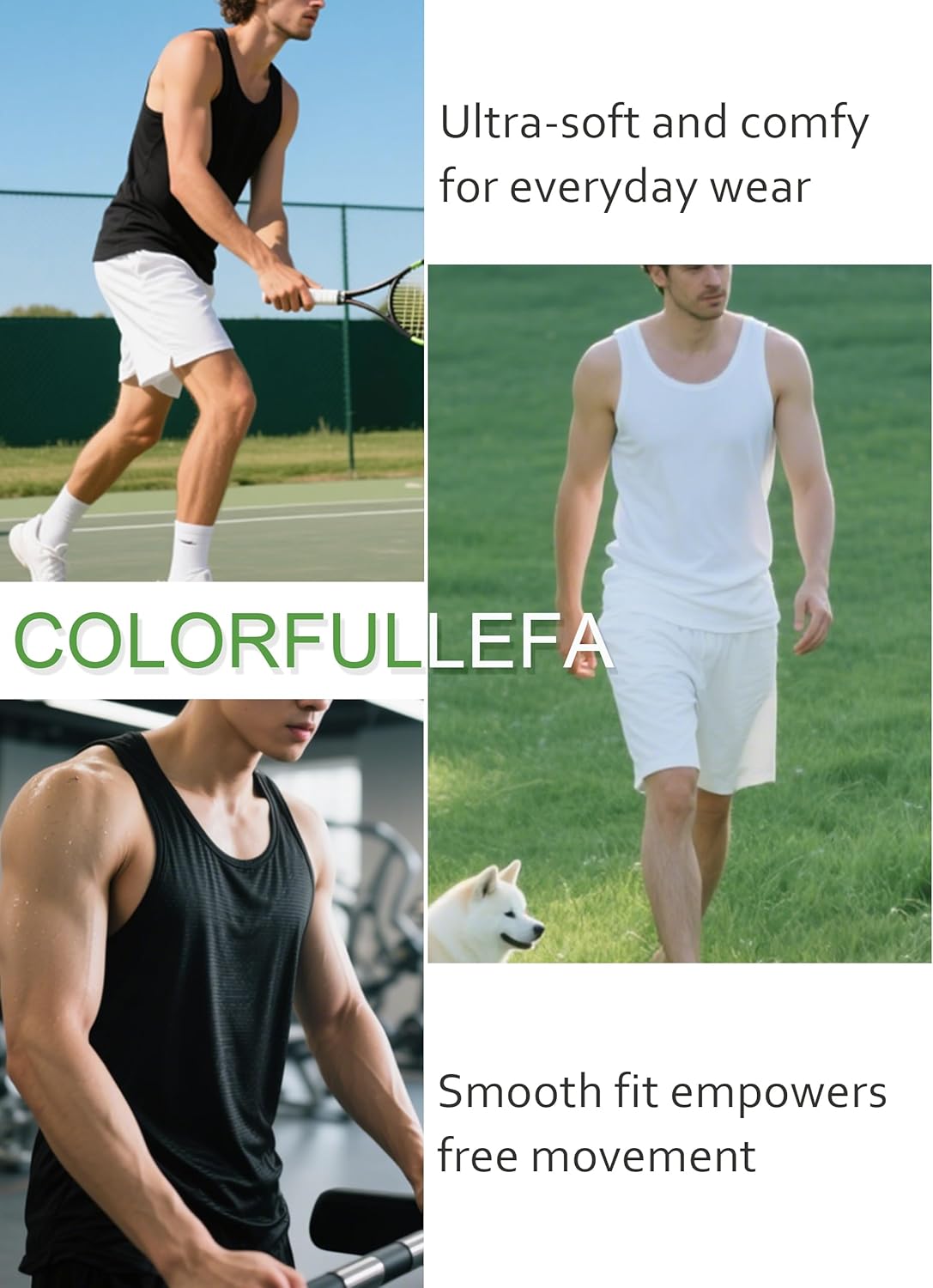 COLORFULLEAF Men's Bamboo Rayon Undershirts Tank Tops Men Crew Neck Stretchy Tank Shirts Pack(1 or 3) - Image 6
