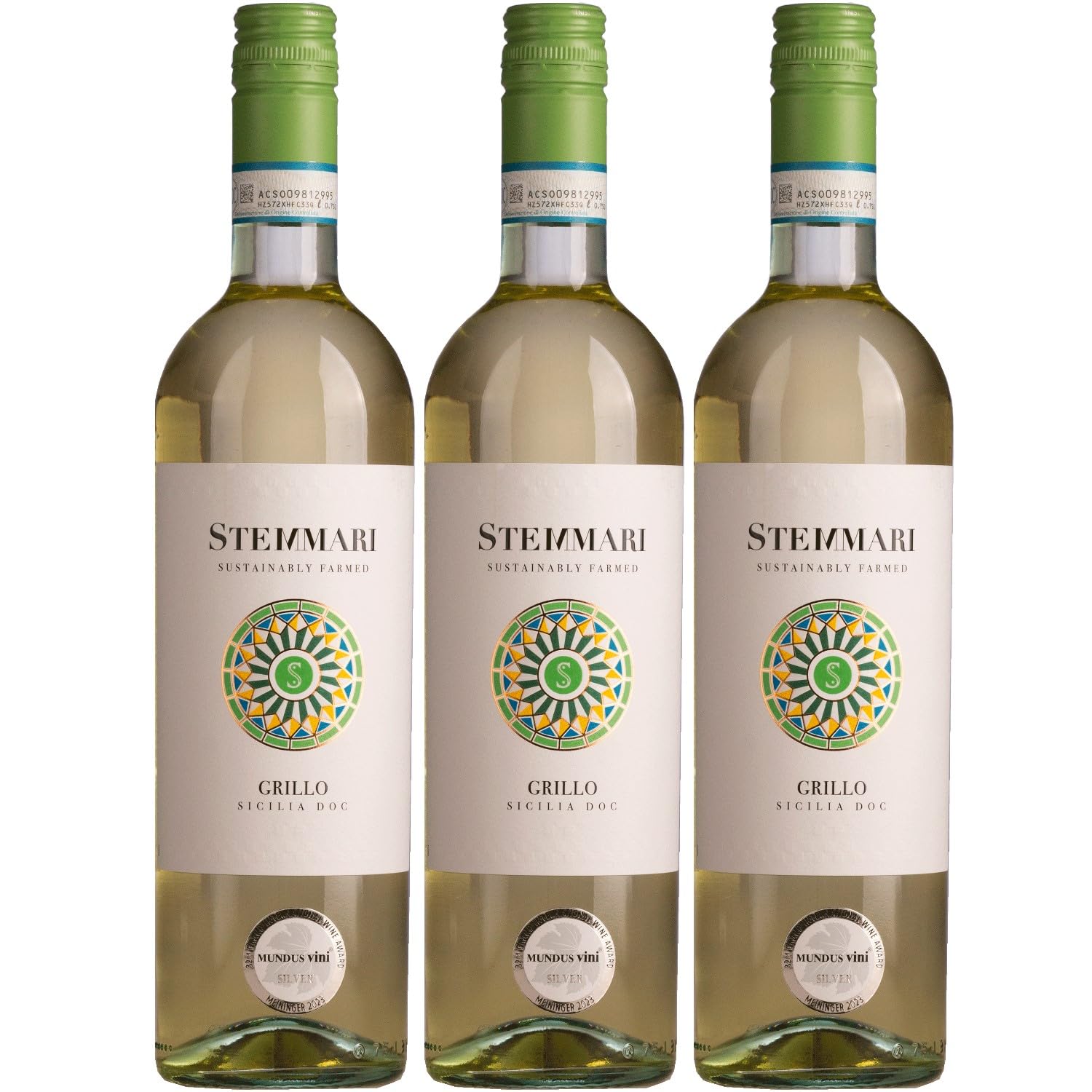 Feudo Arancio Stemmari Grillo Weisswein Wein Trocken Sizilien Italien inkl. FeinWert E-Book (3 x 0,75l)