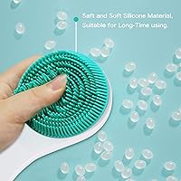 Vista 4 de Juego de cepillo y peine para el pelo del bebé, juego de cepillo y peine de silicona para bebé con espejo 3 en 1, súper suave para recién nacidos