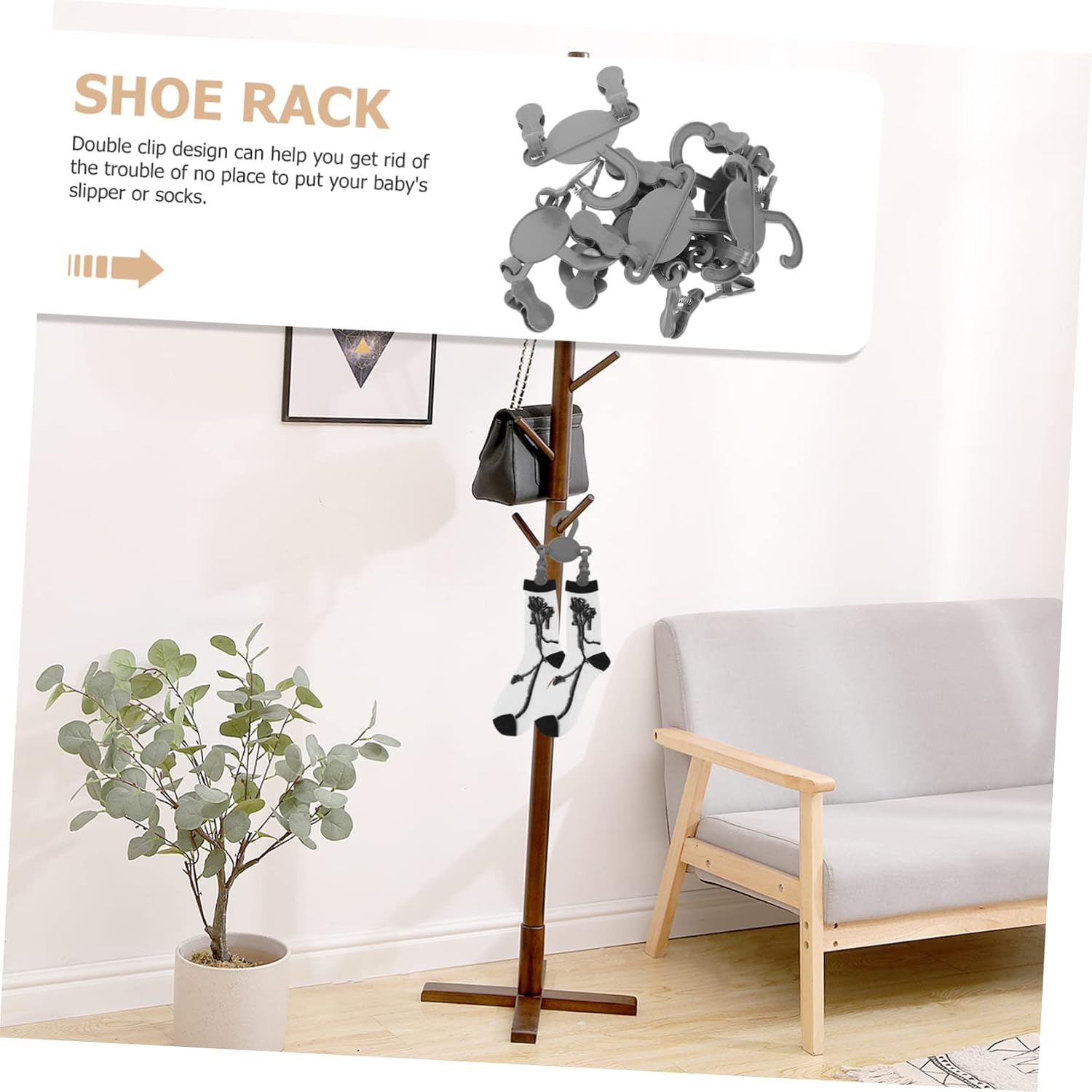 Children's Shoe Hanger Clips 10pcs Plastic Double Clip Hanging Organizer