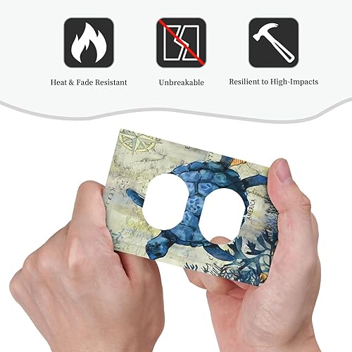 Miniatura 6 de Deep Blue Sea Turtles 1 Gang Outlet Covers Duplex Receptáculo Placa de pared Decorativa Eléctrica Placa Delantera Interruptores de Luz para Cocina
