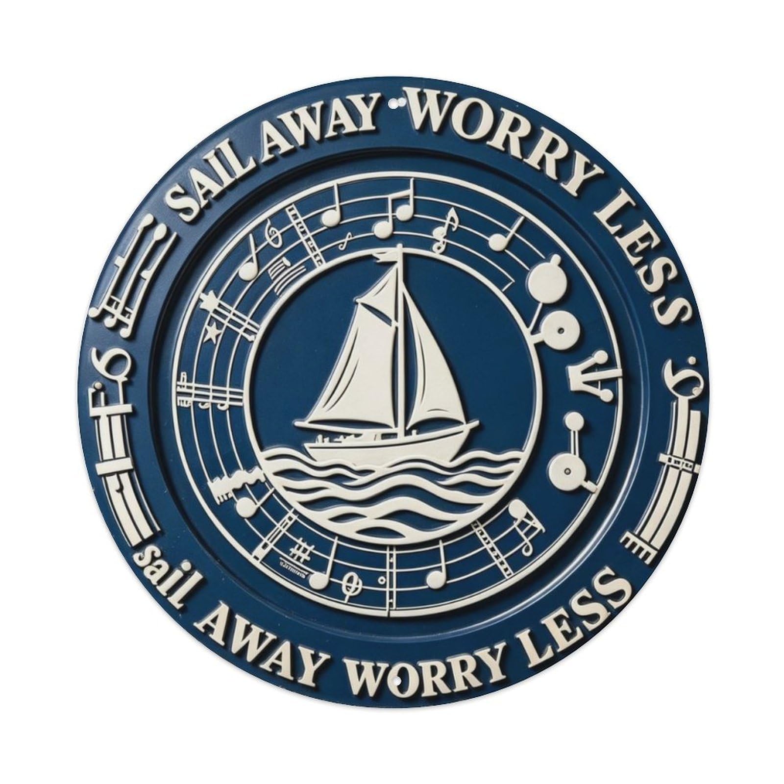Sail Away Worry Less Metal Tin Sign Plaque