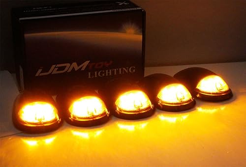 Miniatura 4 de iJDMTOY Kit de 5 luces LED ámbar de lente transparente para techo de cabina compatible con Dodge RAM 1500 2500 3500 Ford F-Series ChevyGMC camiones,