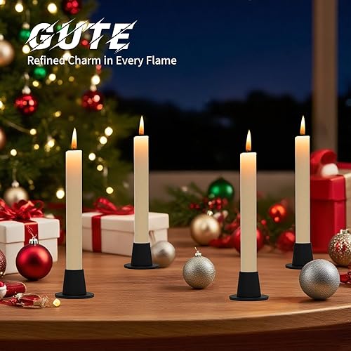 Miniatura 4 de Juego de 4 portavelas cónicos negros Portavelas negro cepillado, portavelas cónicos redondos para decoración del hogar, boda, aniversario, fiesta,