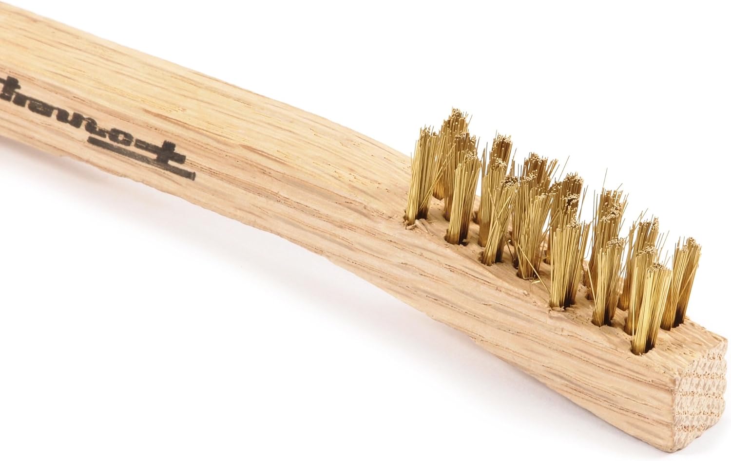 Forney 70490 Wire Scratch Brush, Brass with Wood Handle, 7-3/4-Inch-by-.006-Inch
