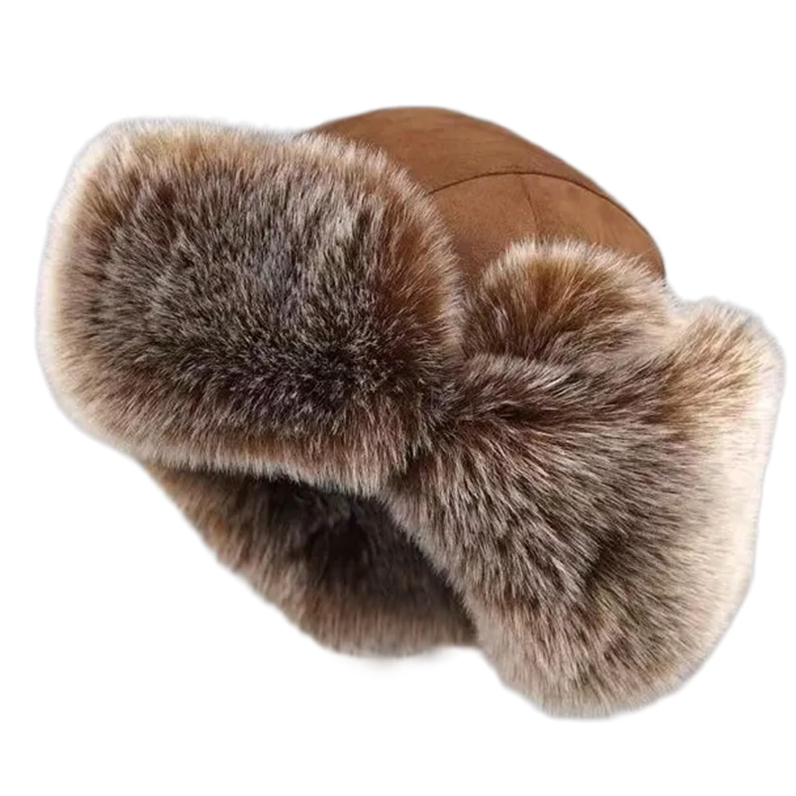 Maxtonser Adult Furry Lined Trapper Hat with Ear Flaps Coldproof Winter Hat Cycling Earflap Hat for Skiing Hiking Skating