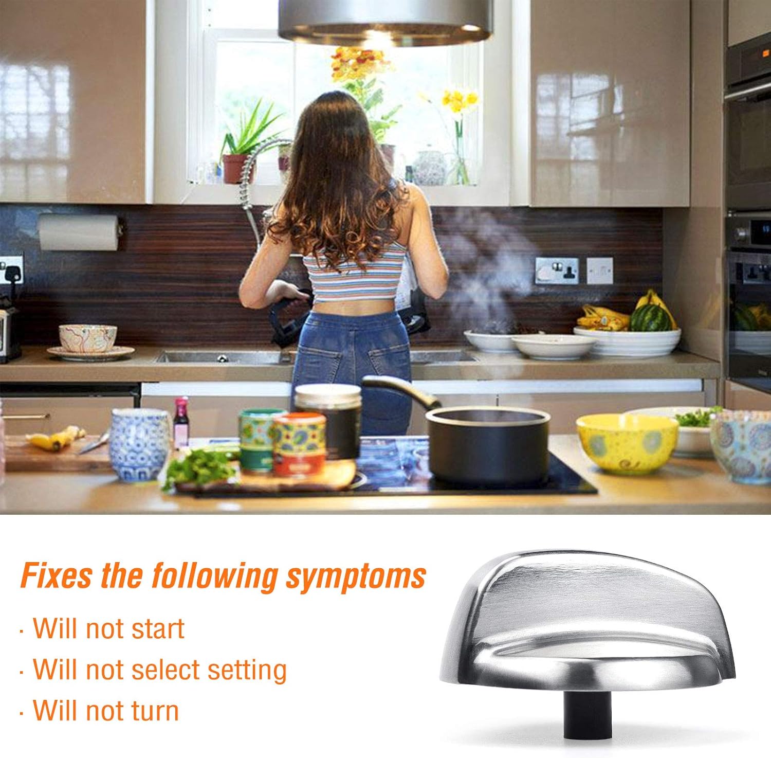 Burner Control Knob WB03T10325 Metal Stove Knobs for General Electric (GE) A Cooktop/Stove/Oven Knobs-Replace AP5690210 PS3510510 (5Pack)