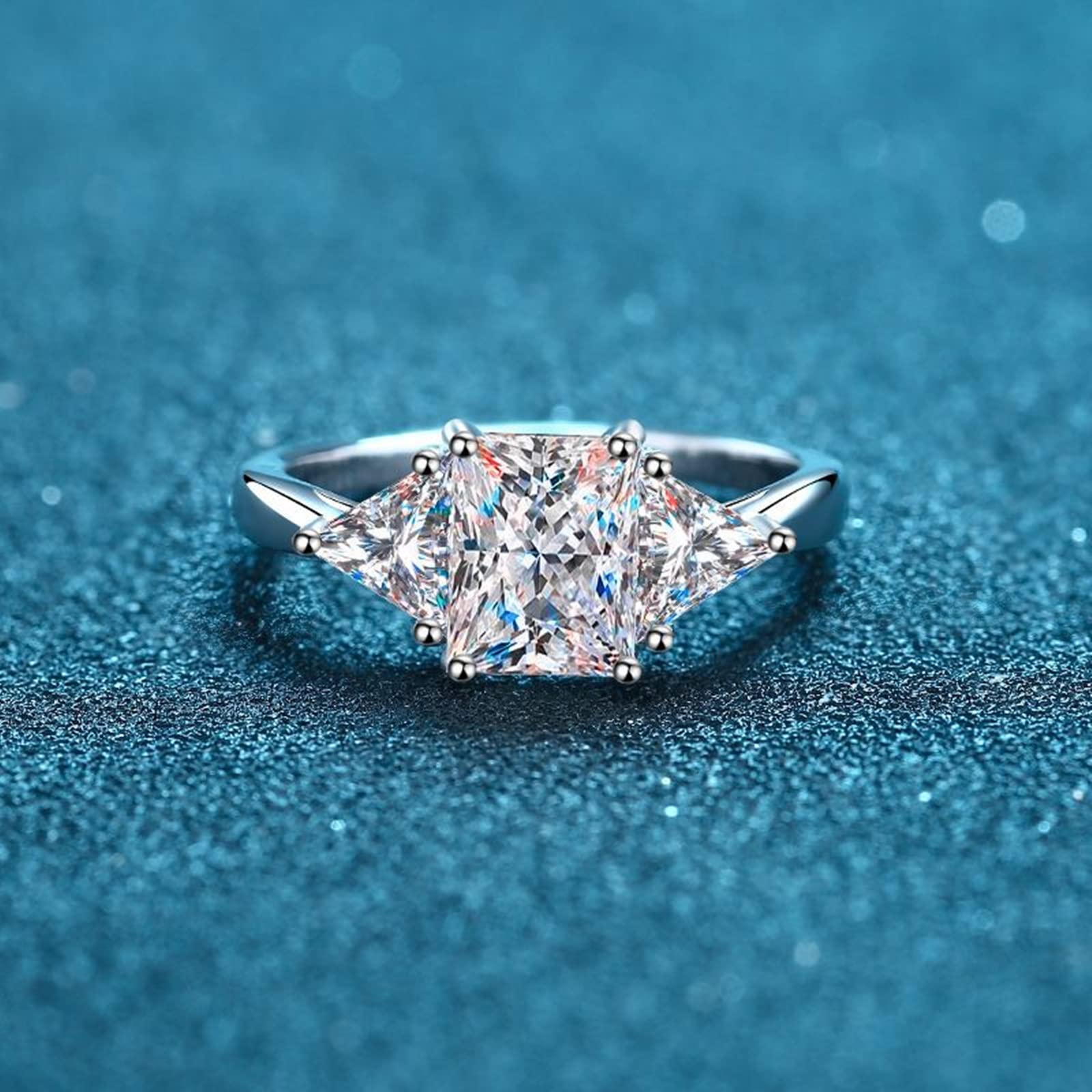 Anelli in argento, anello gioielli in argento moissanite radiano, fedi nuziali, regali di fidanzamento per donna