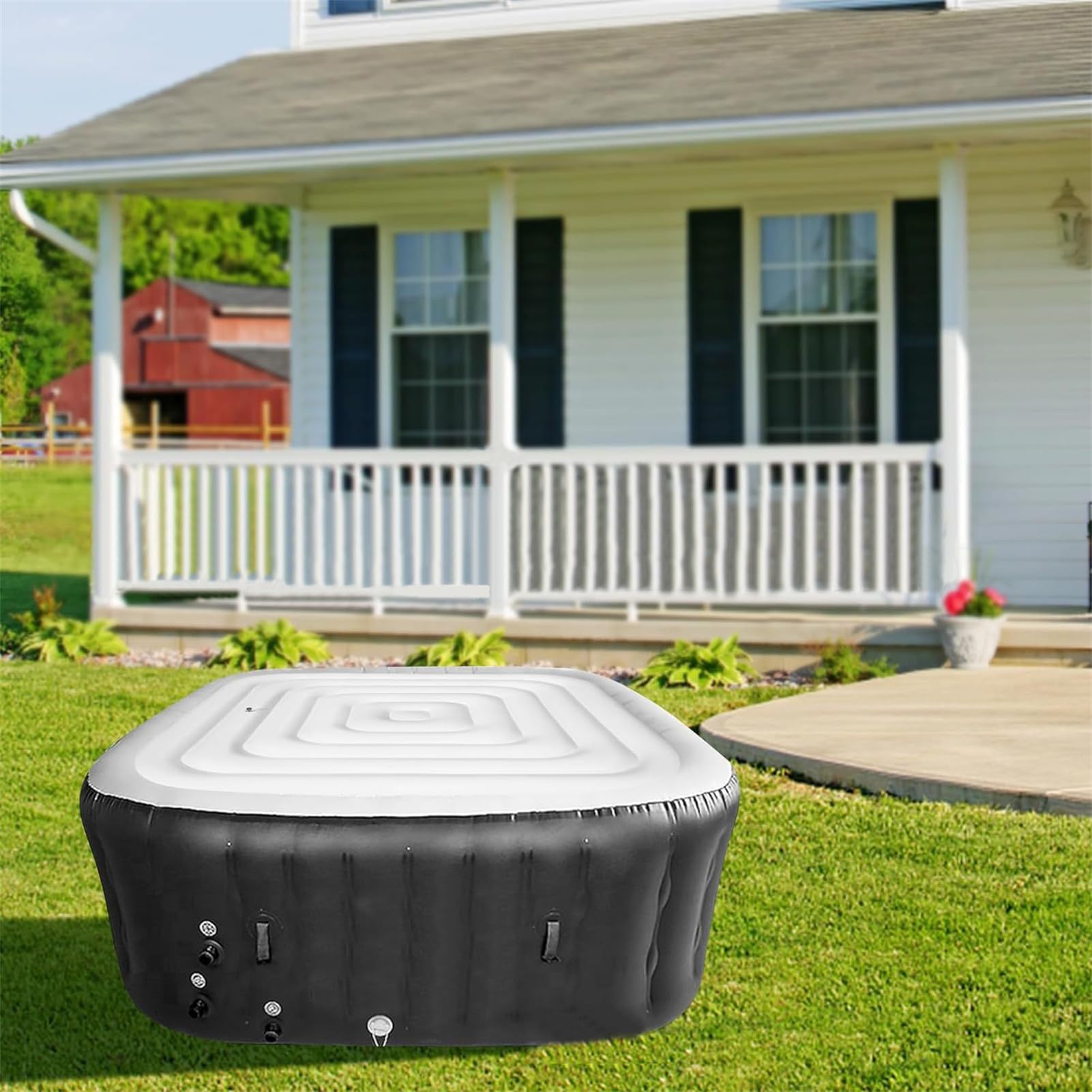 Couvercle Spa Gonflable Couvercle De Bain À Remous, 145 Cm Couverture De Spa Gonflable Avec Poignée, Isolation Thermique Pliable Couverture Spa Rond Gonflable 145cm