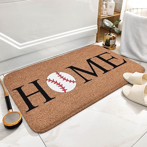 Miniatura 5 de Allijune Felpudo de béisbol para el hogar, regalo de inauguración de la casa, regalo de cumpleaños, tapete de bienvenida, temporada de béisbol,