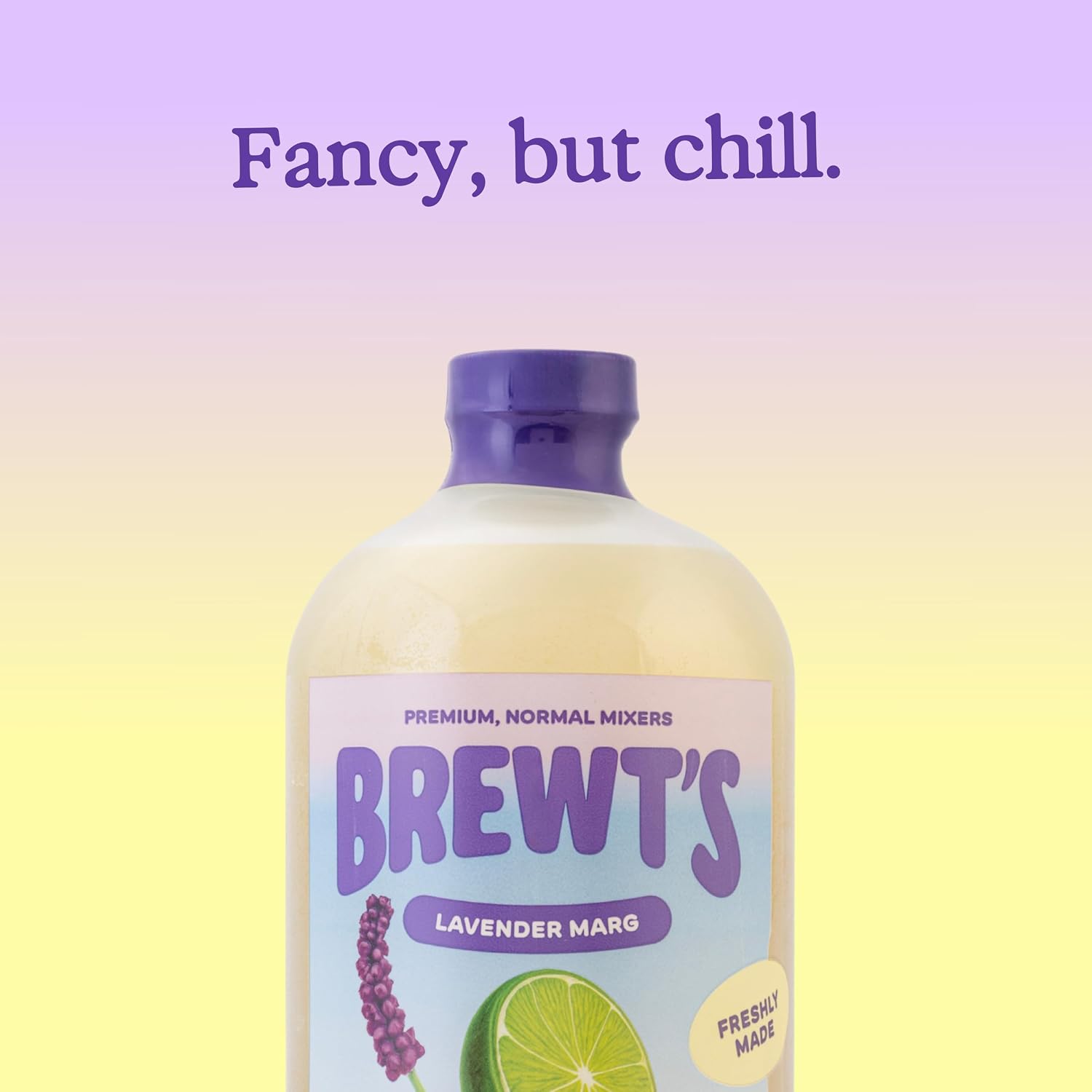 Brewt’s Lavender Margarita Mix – Handcrafted Cocktail & Mocktail Mixer with Real Lime Juice, No Preservatives, Real Ingredients – Non-Alcoholic Margaritas Mix - 32 fl oz