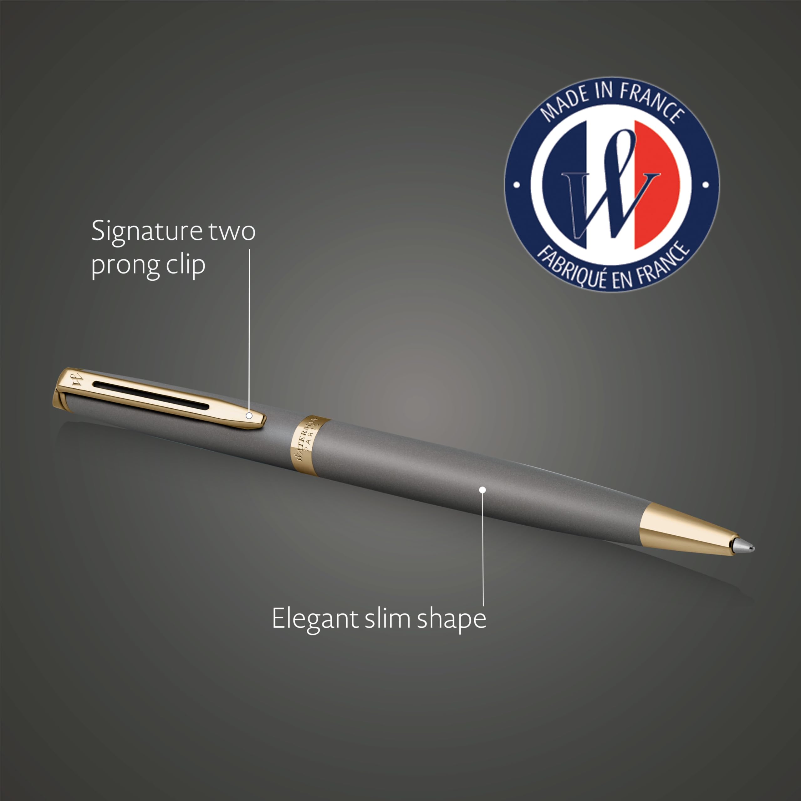 Waterman Hémisphère Penna a sfera | The Understated Edit | Grigio pietra | punta media | Inchiostro blu | confezione regalo