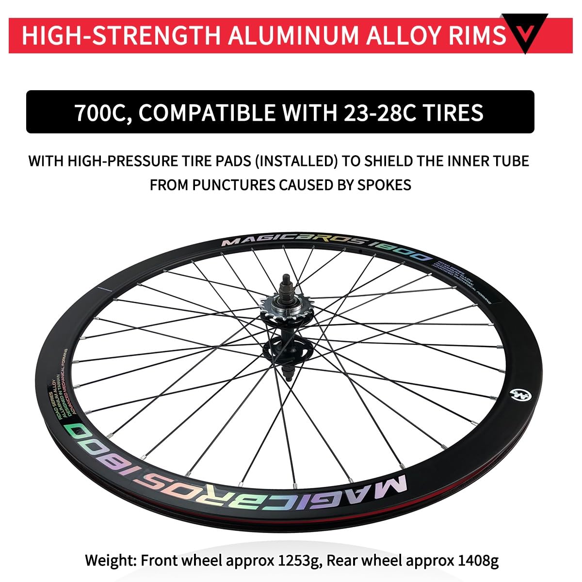 700C stały zestaw kół rowerowych, stop aluminium, pojedyncza prędkość, tor wyścigowy, przednie tylne koła 100/120 mm, piasty łożyska hamulca V, wysokość felgi 40/60 mm, do opon zewnętrznych 23-28C (60