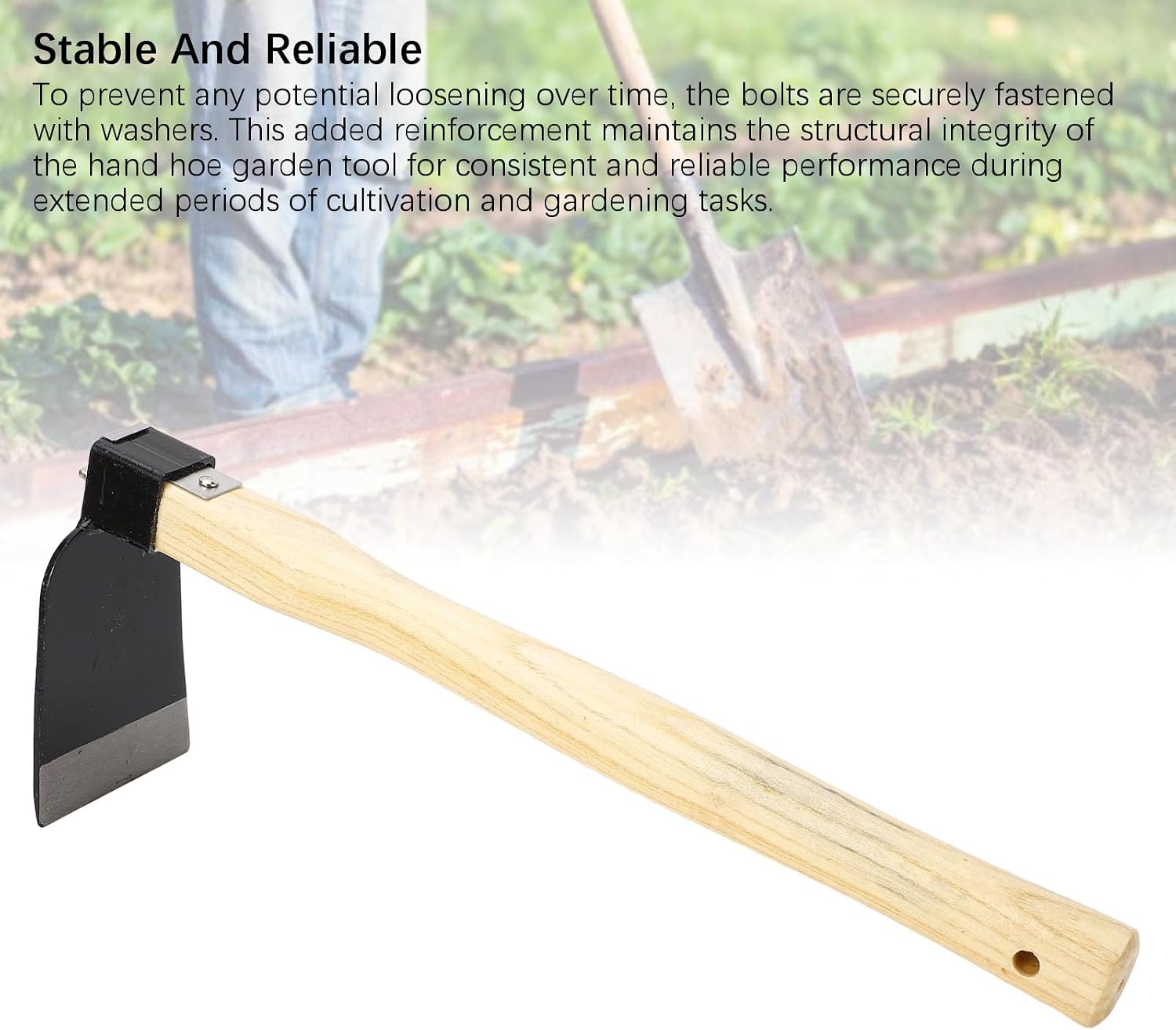 Acouto Garden Hoe Hand Hoe, Ergonomic Wooden Handle Carbon Steel Lightweight Garden Weeding Hand Hoe for Home Lawn Gardening, Hoe Garden Tool for Weeding