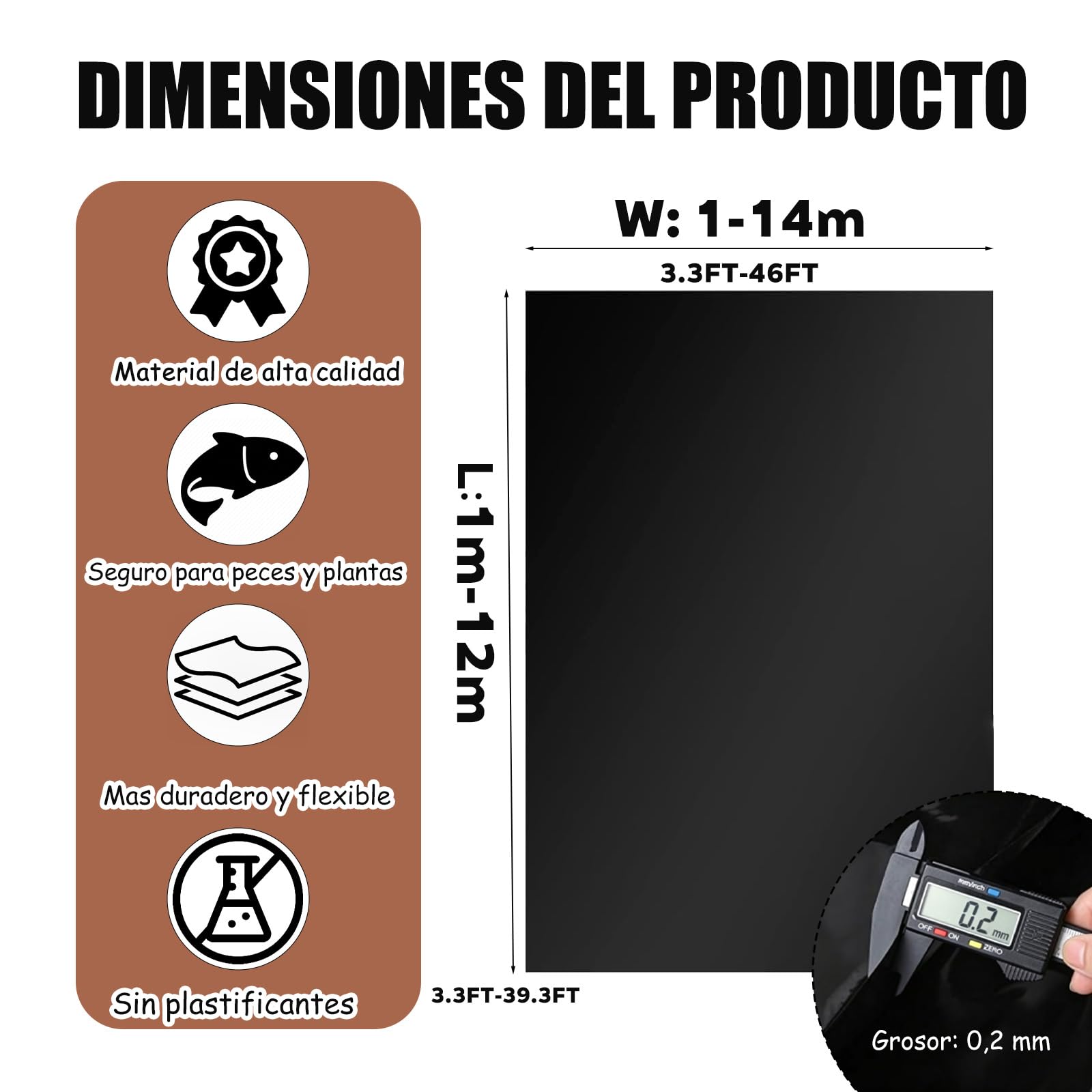Revestimiento de Caucho Negro para Estanque,Negro-（8×9.5m）
