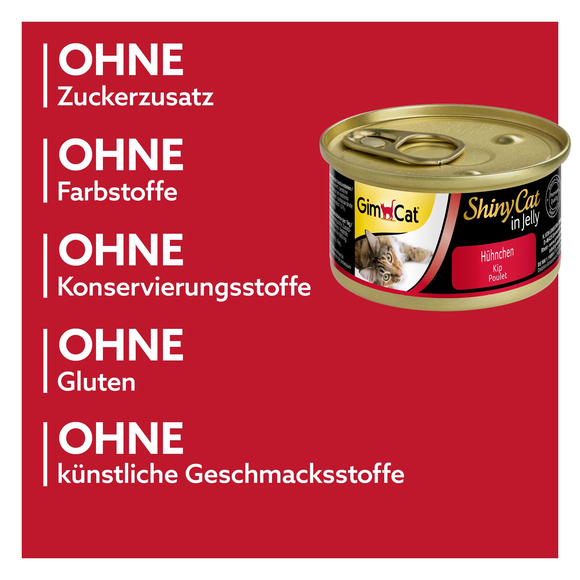 GimCat ShinyCat in Jelly Hühnchen - Nassfutter mit Fleisch und Taurin für Katzen - 48 Dosen (48 x 70 g)