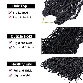4 Packs Soft Locs Crochet Hair Pre Looped Faux Locs Crochet Braids Goddess Locs Dreadlocs Synthetic Hair For Black Women (1B, 36 Inch (Pack of 4))