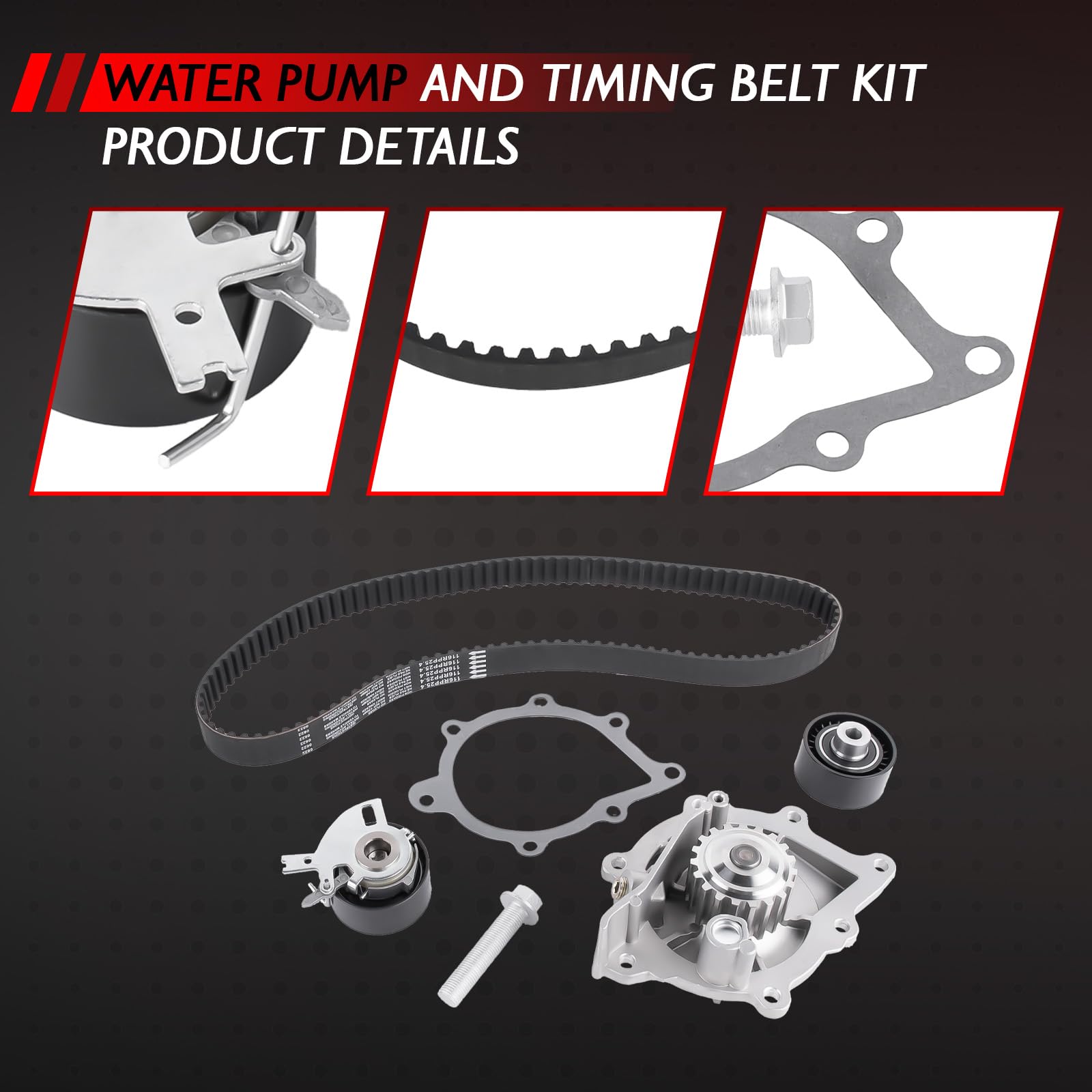 Kit de pompe à eau et courroie de distribution Kit PowerGrip + Kit de courroie de distribution de remplacement pour C4 C5 DS4 Focus Vivaro C 308 3008 Numéro de pièce KTBWP9950 KP25672XS